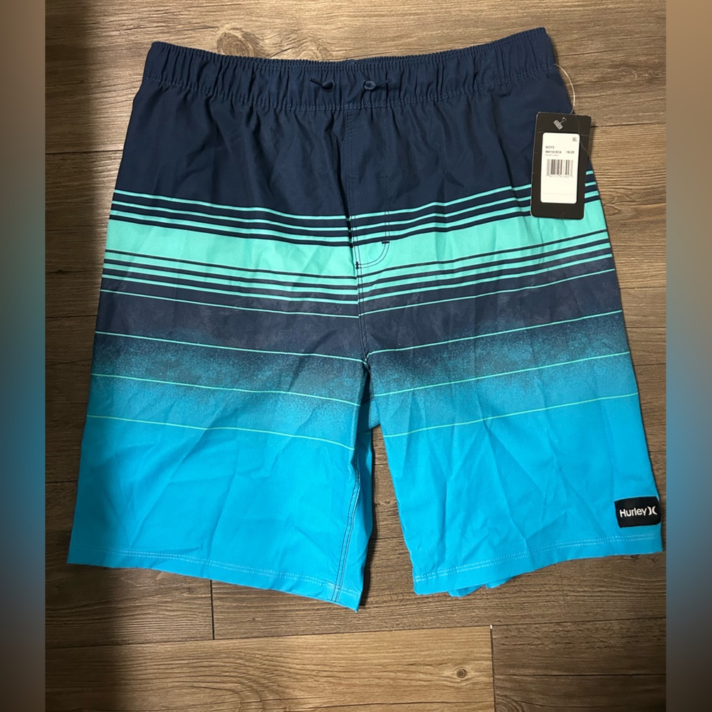 Hurley Teal and Navy Swim Shorts